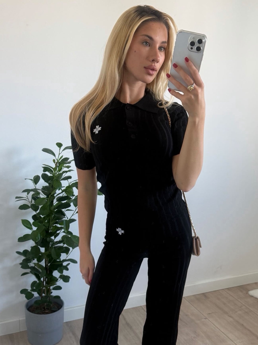 Pantalon ATNT Signature en maille côtelée Noir