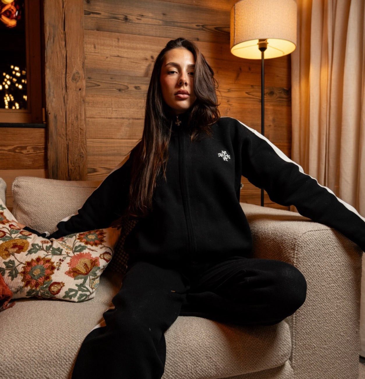 Veste Knitted Noir Signature rayures latérales