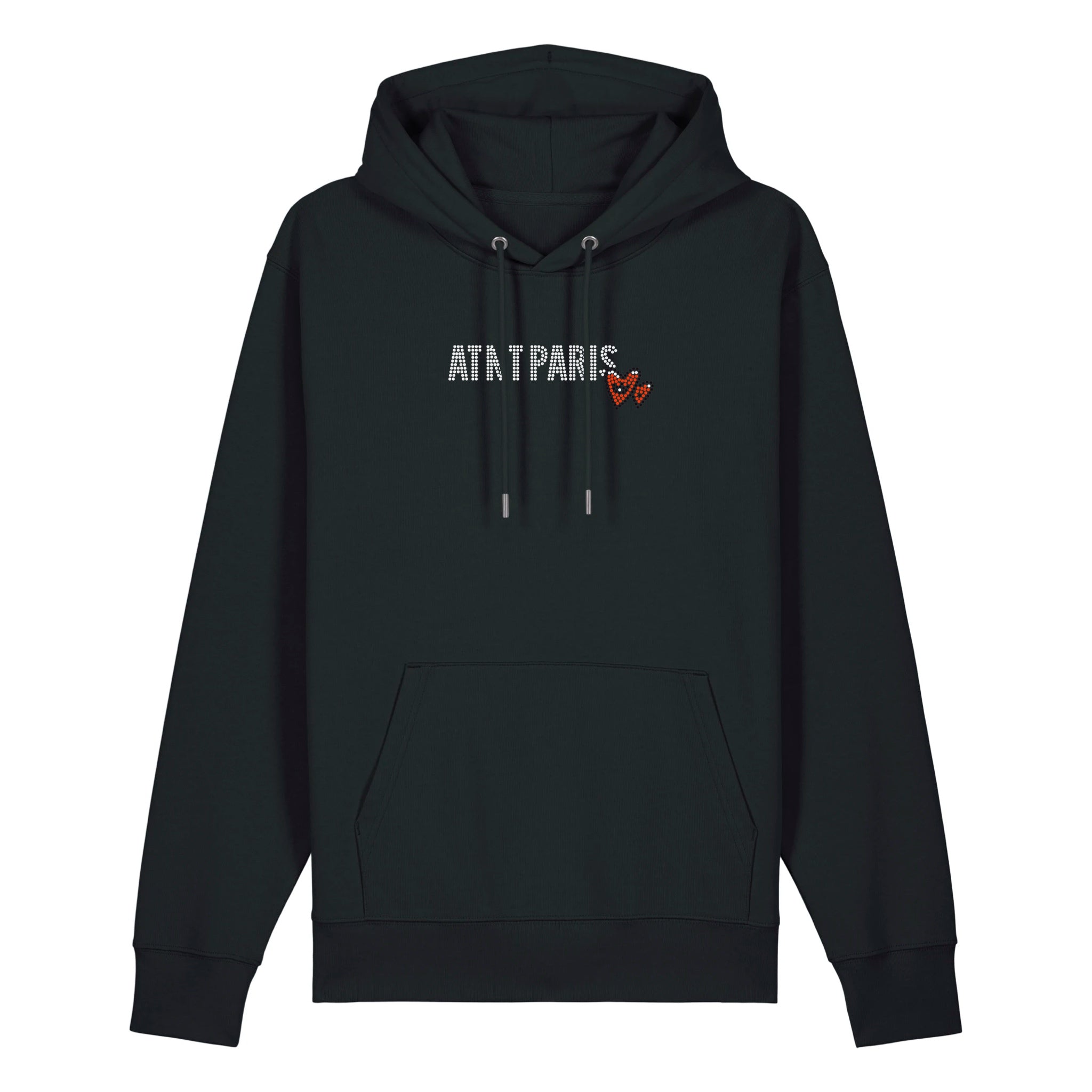 Sweat Capuche Noir Love heart Strass