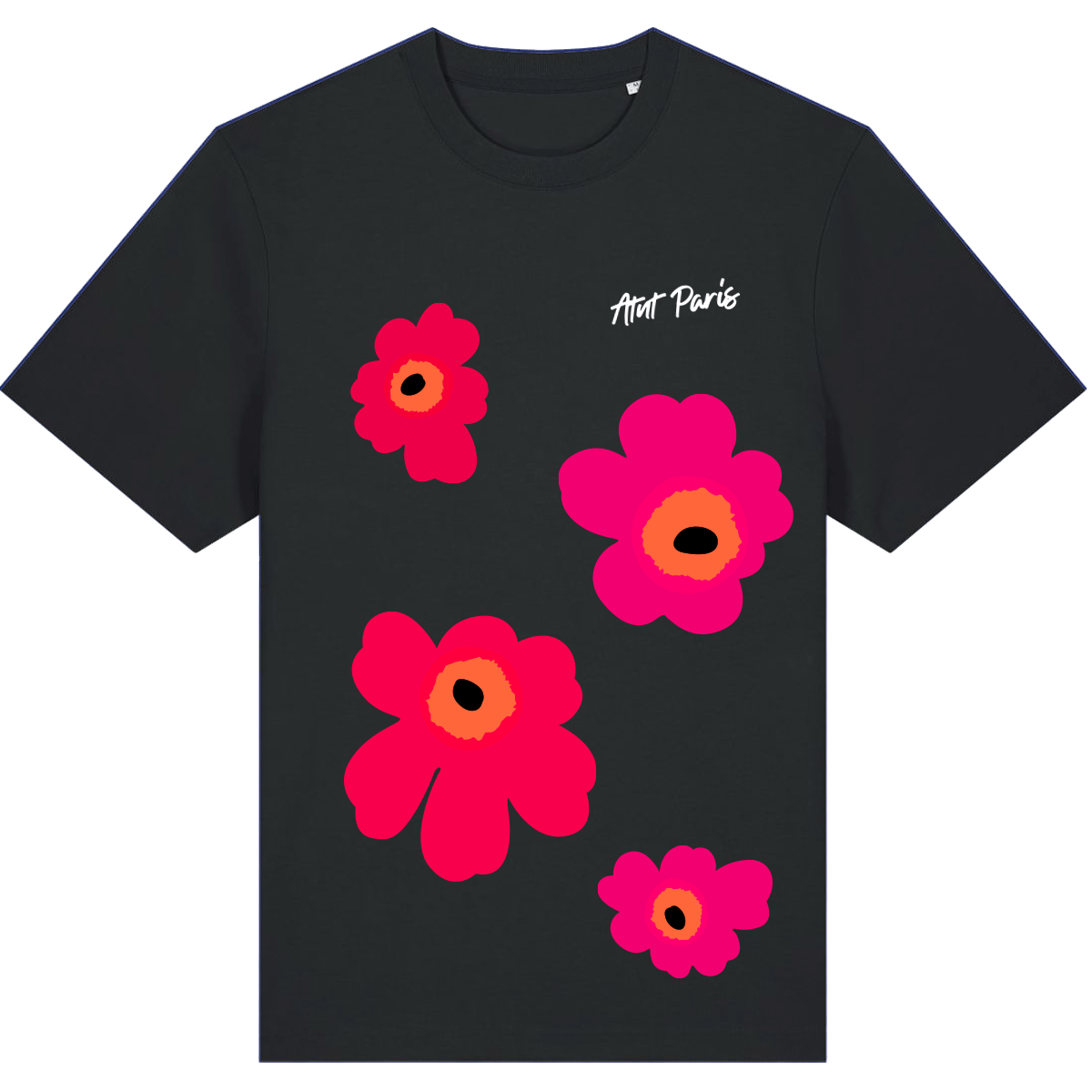 Tee shirt Noir Red Flower Print