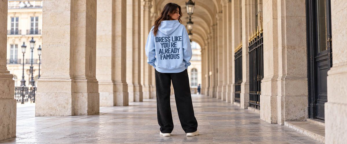 Sweat à Capuche Already Famous Light Blue — ATNT Paris — tenue portée à Paris