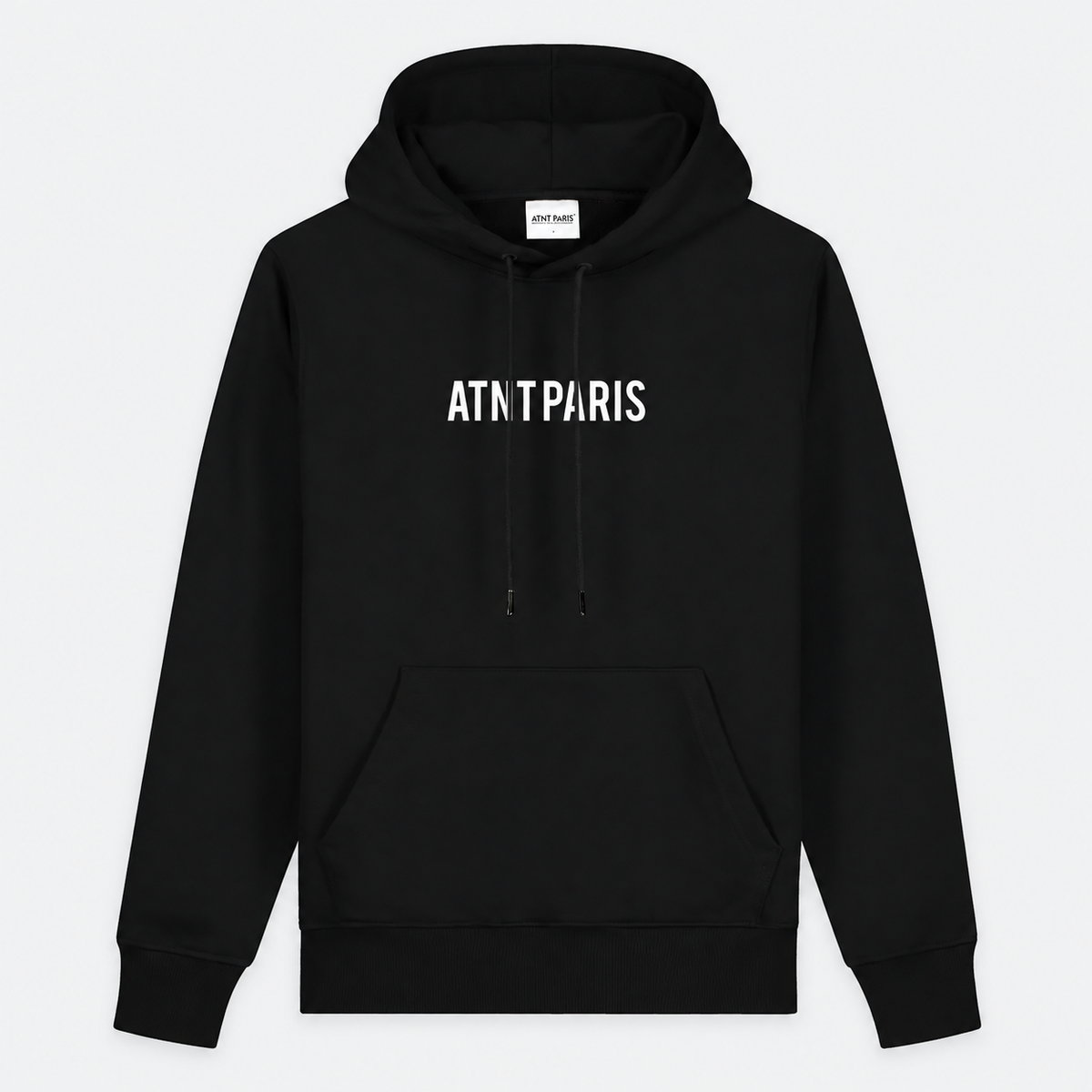 Sweat Love Flower noir ATNT PARIS, vue de face à plat sur fond gris clair