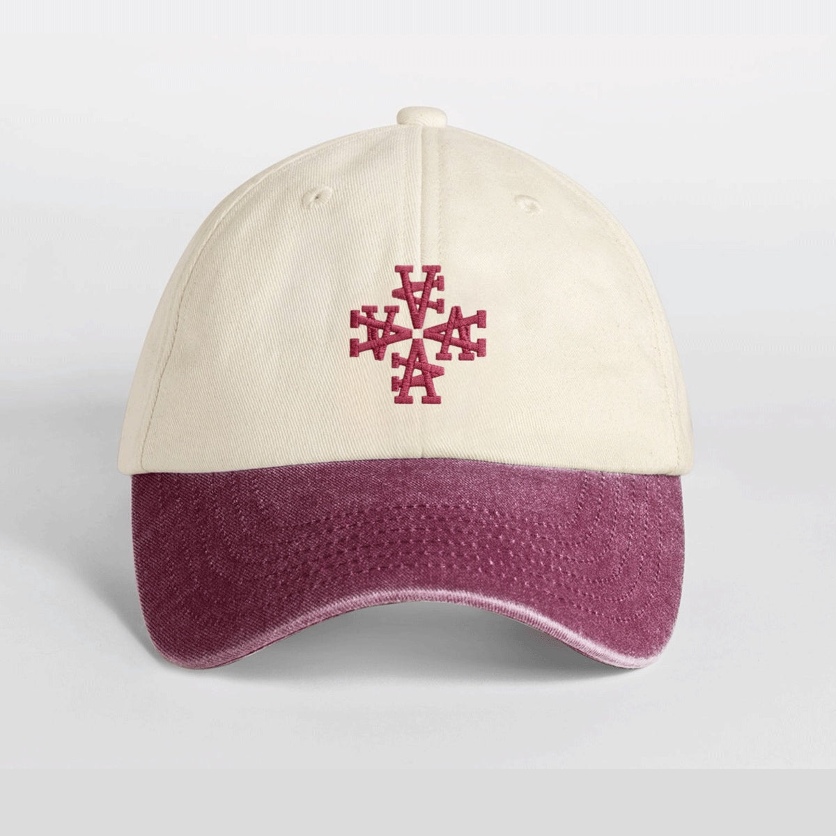 Casquette vintage logo a -blanc/bordeaux ATNT PARIS, vue de face.