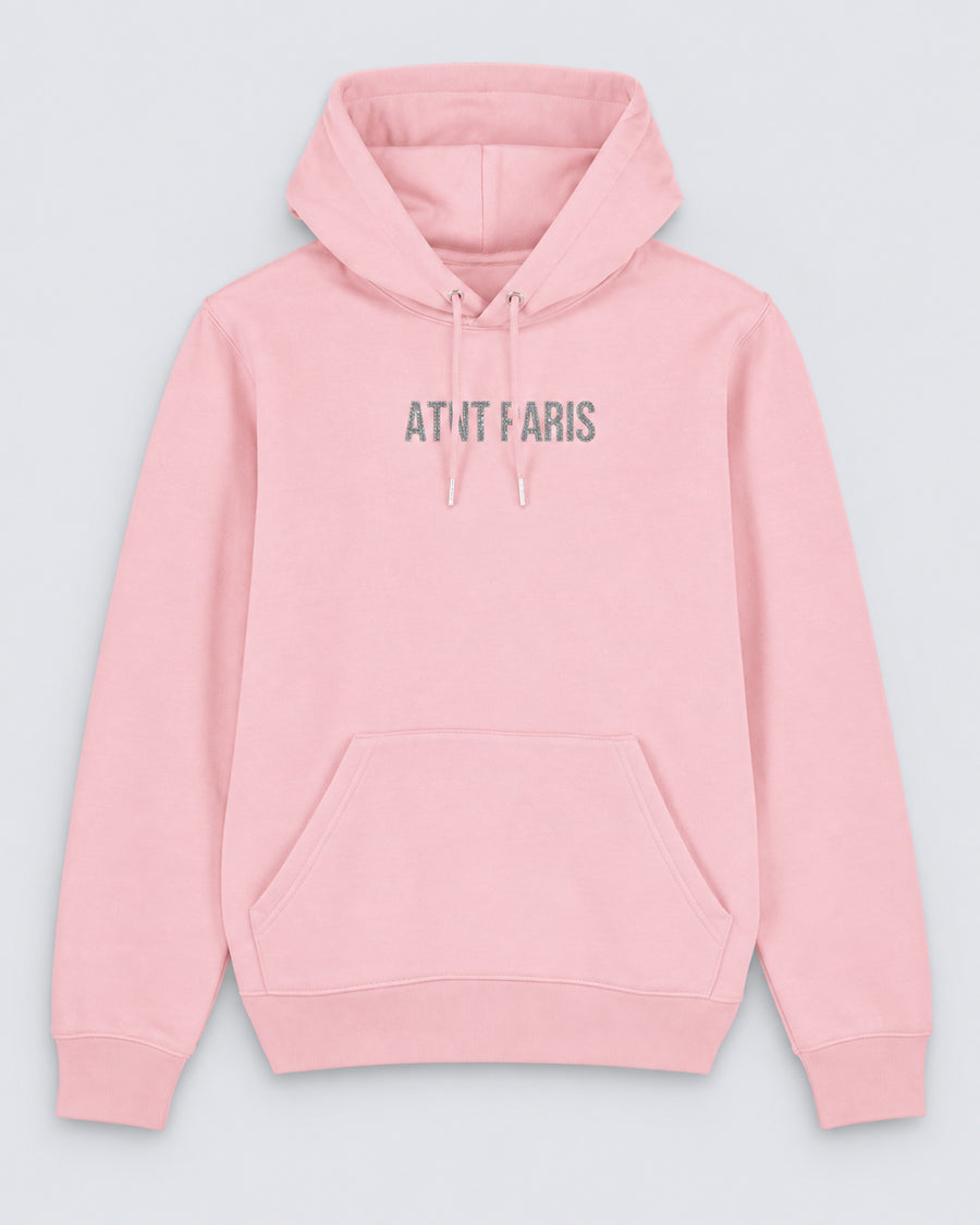 Sweat à Capuche Rose Clair Dark Angel Strass – ATNT Paris