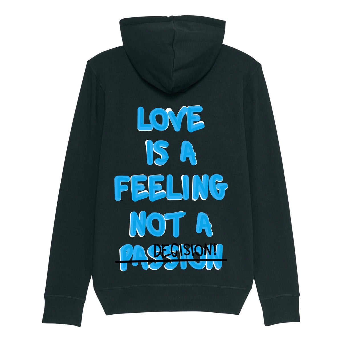Gilet zippe noir Love Is a Feeling ATNT PARIS, vue de dos.