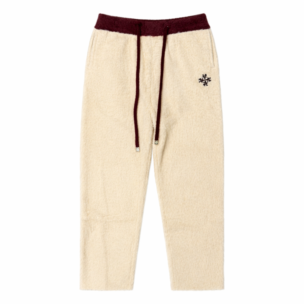 Jogging signature sherpa zippée crème & bordeaux ATNT PARIS, vue de face.
