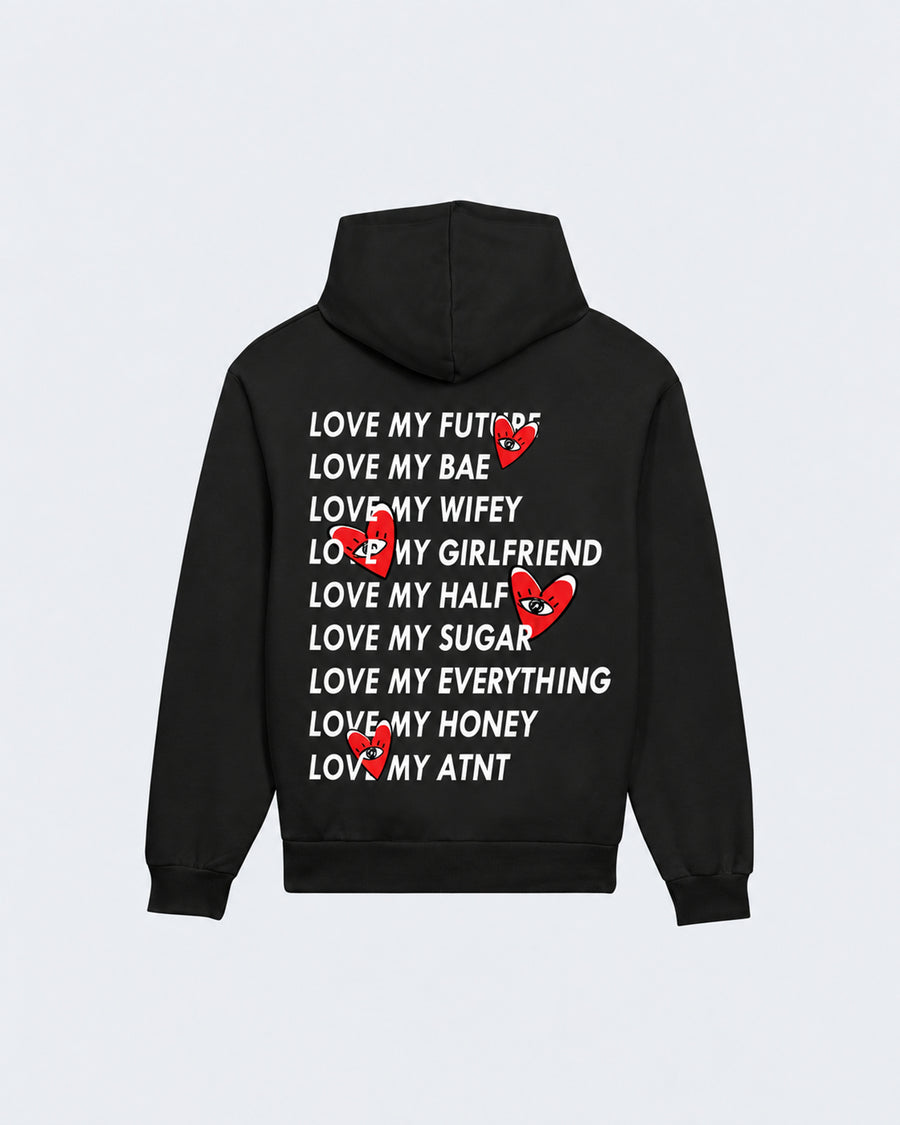 Sweat Capuche Noir Love Heart