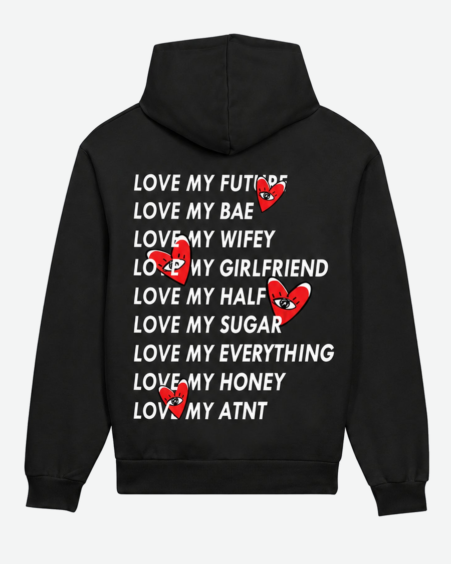 Sweat Capuche Noir Love Heart