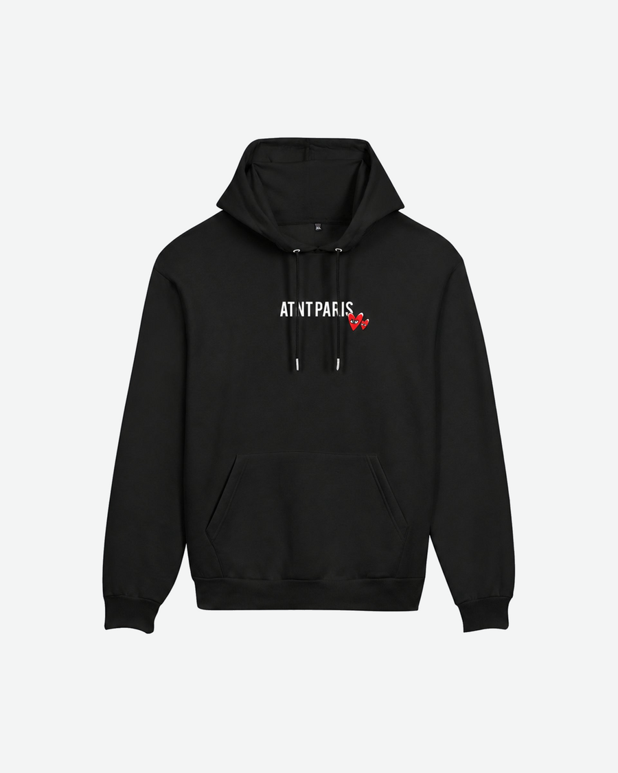 Sweat Capuche Noir Love Heart