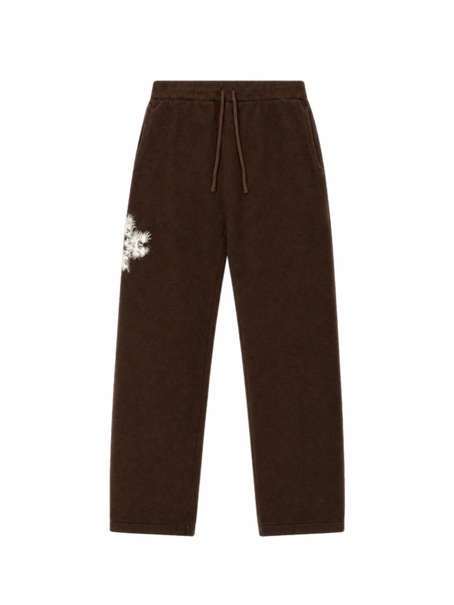 Pantalon de jogging en maille fluffy monogramme signature marron