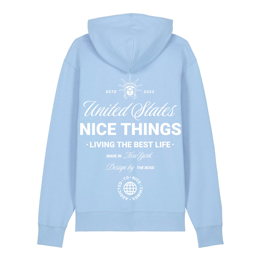 Sweat Capuche Light Blue – Nyc Héritage