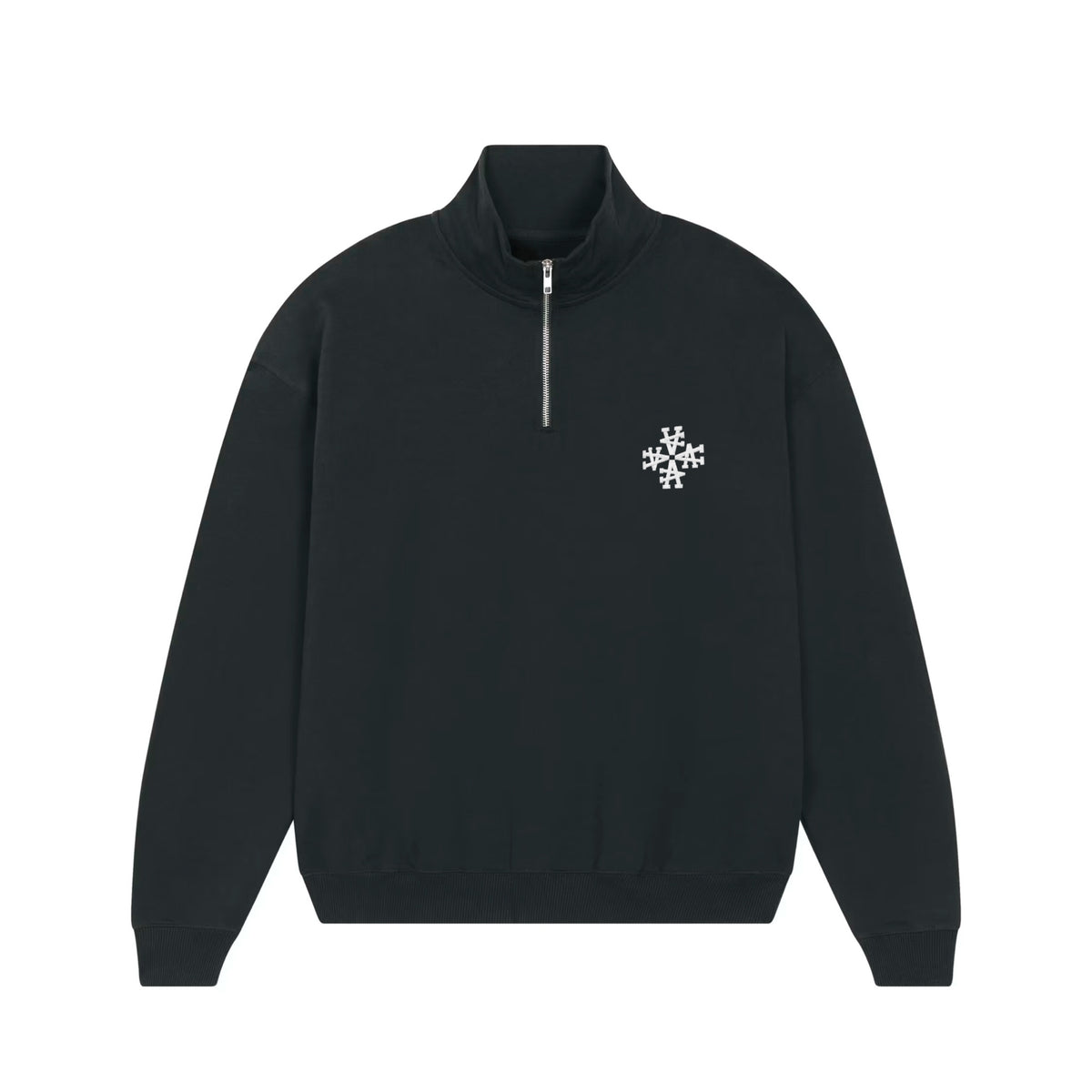 Sweat col trucker signature noir ATNT PARIS, vue de face.