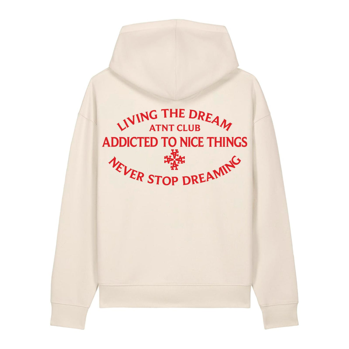 Sweat oversize blanc cassé Never Stop Dreaming ATNT PARIS, vue de dos.