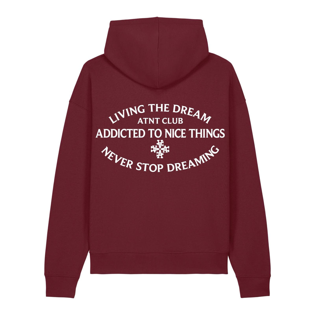 Sweat oversize bordeaux Never Stop Dreaming ATNT PARIS, vue de dos.