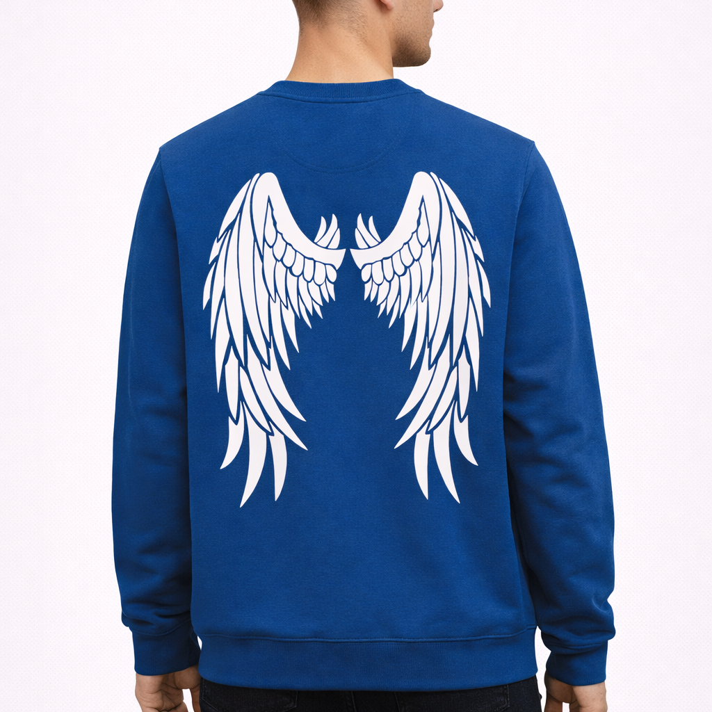 atnt paris sweat col rond unisexe bleu ailes d'ange dark angel