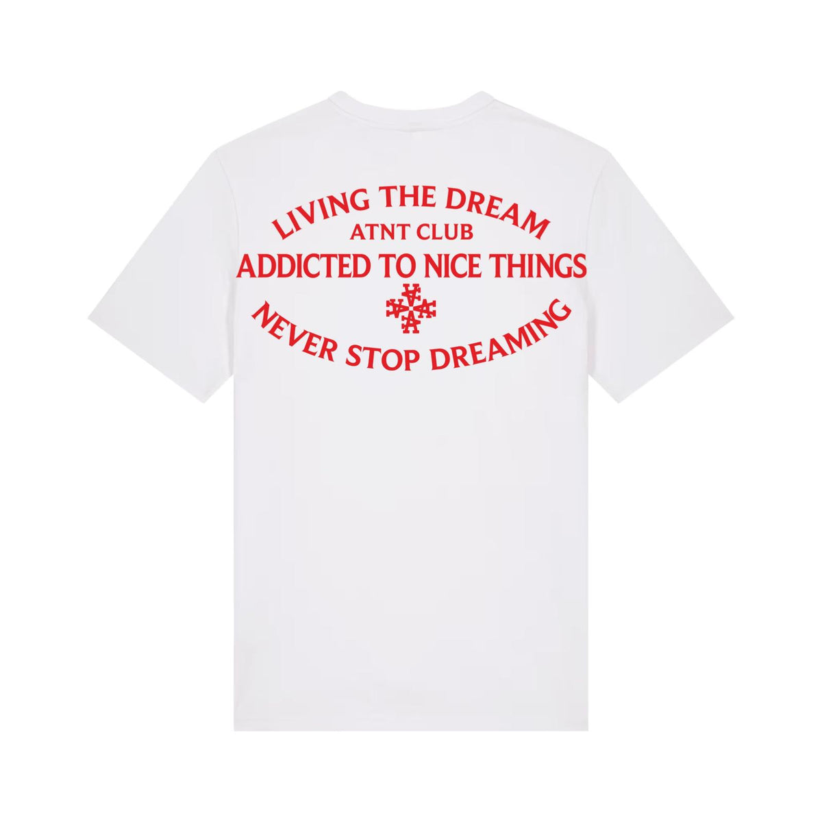 T-shirt classique blanc Never Stop Dreaming ATNT PARIS, vue de dos.