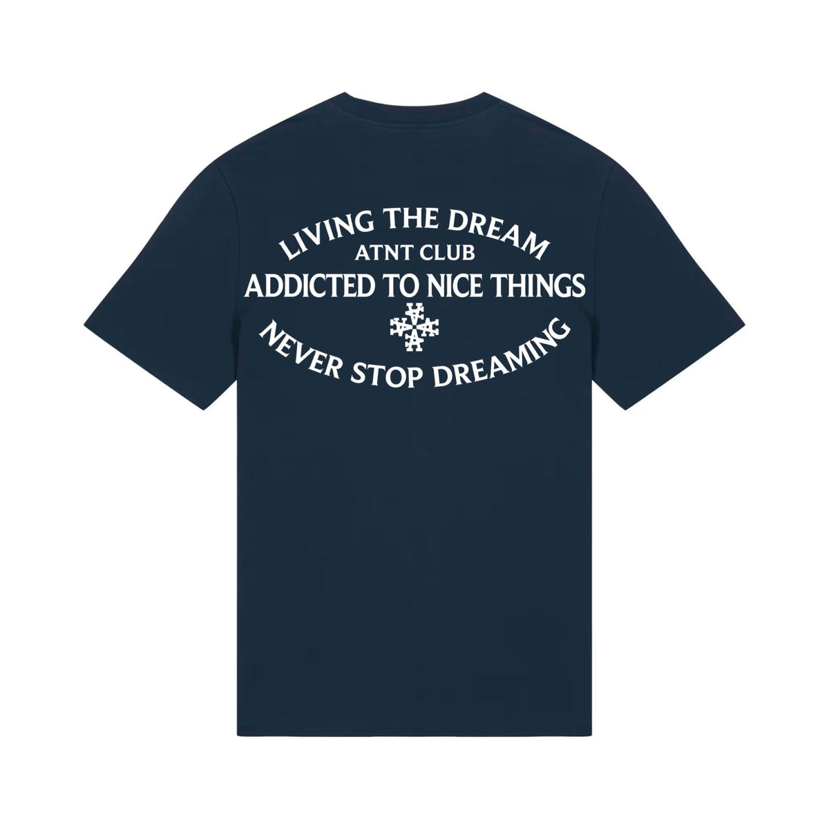 T-shirt classique bleu marine Never Stop Dreaming ATNT PARIS, vue de dos.