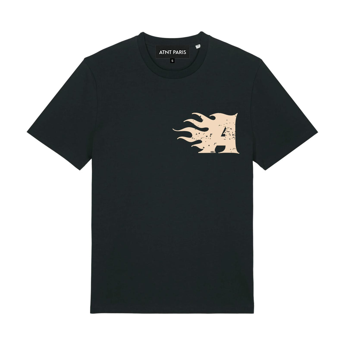 T-shirt noir break ATNT PARIS, vue de face.