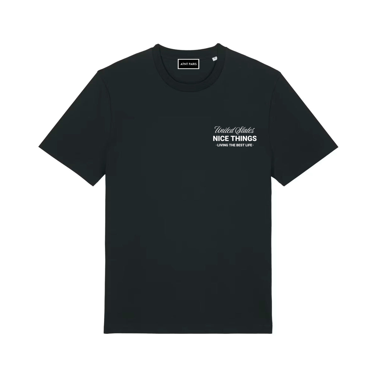 T-shirt noir NYC Héritage ATNT PARIS, vue de face.