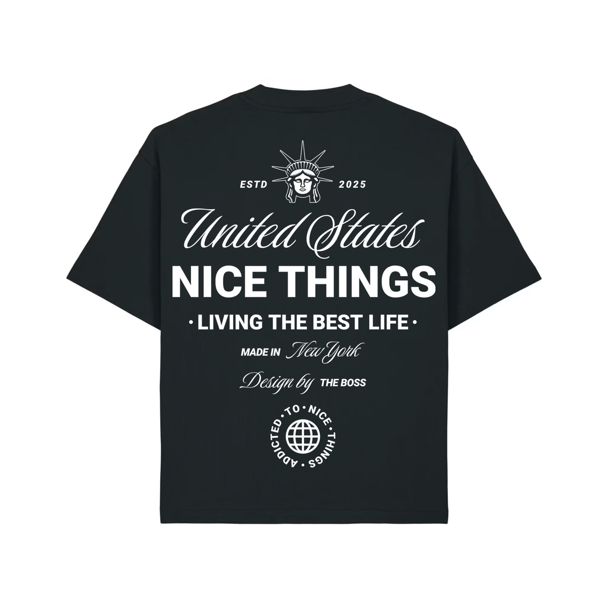T-shirt oversize noir nyc heritage ATNT PARIS, vue de dos.