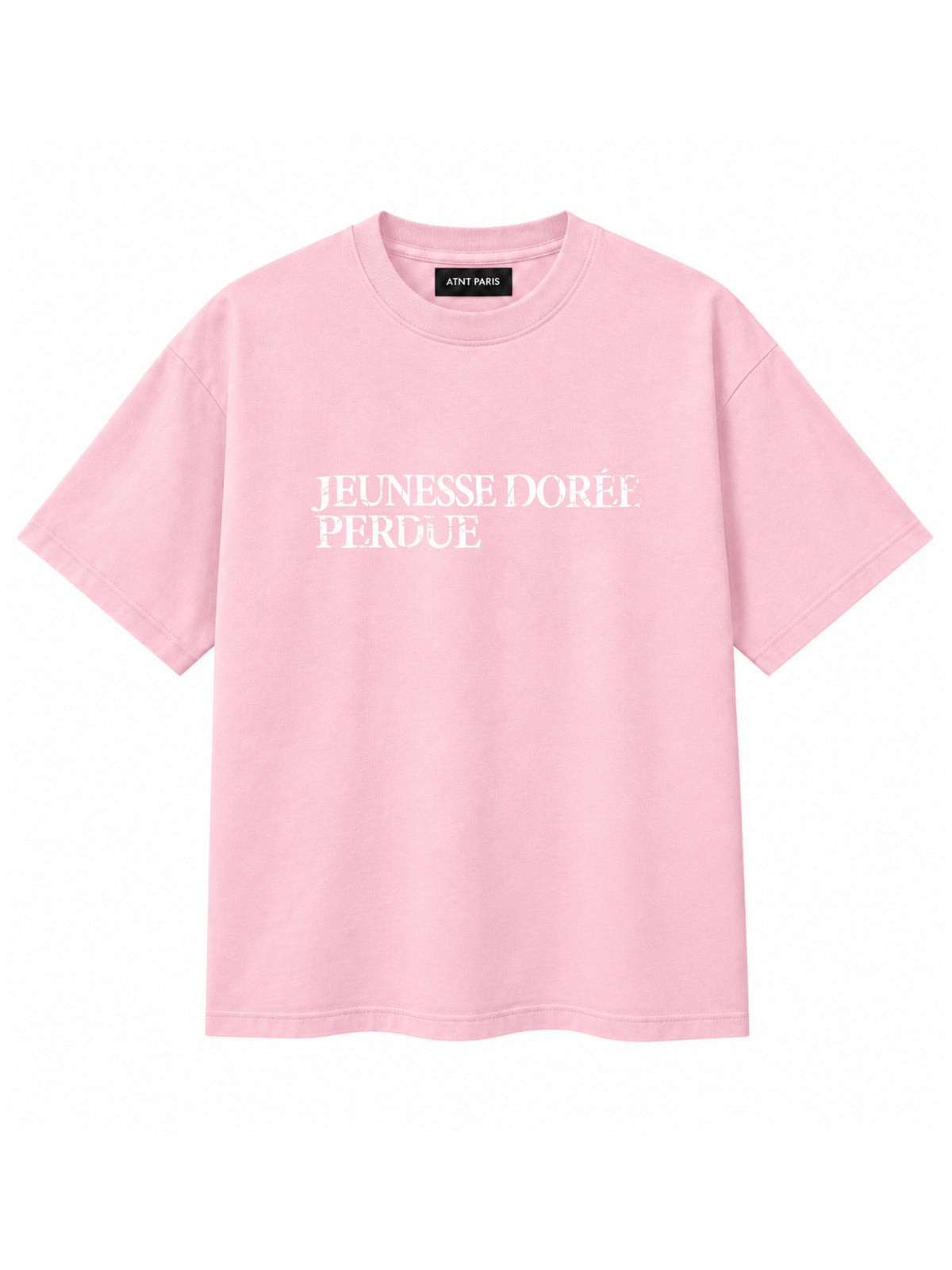 T-shirt rose Jeunesse Dorée Perdue ATNT PARIS, vue de face.