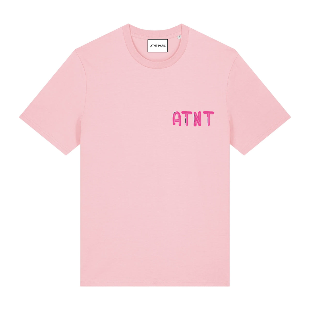 T-shirt rose Not Antisocial ATNT PARIS, vue de face.
