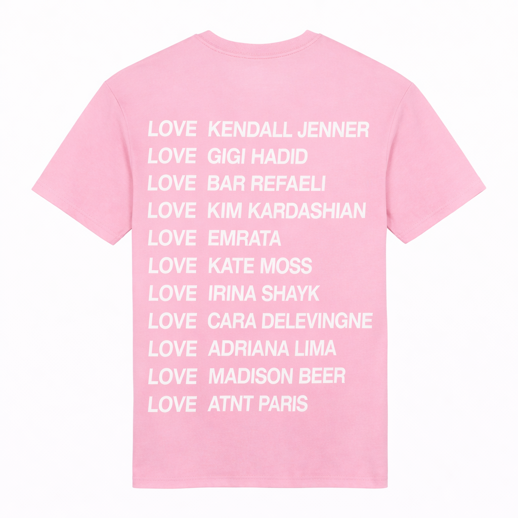 T-shirt unisexe rose clair love ATNT PARIS, vue de dos.