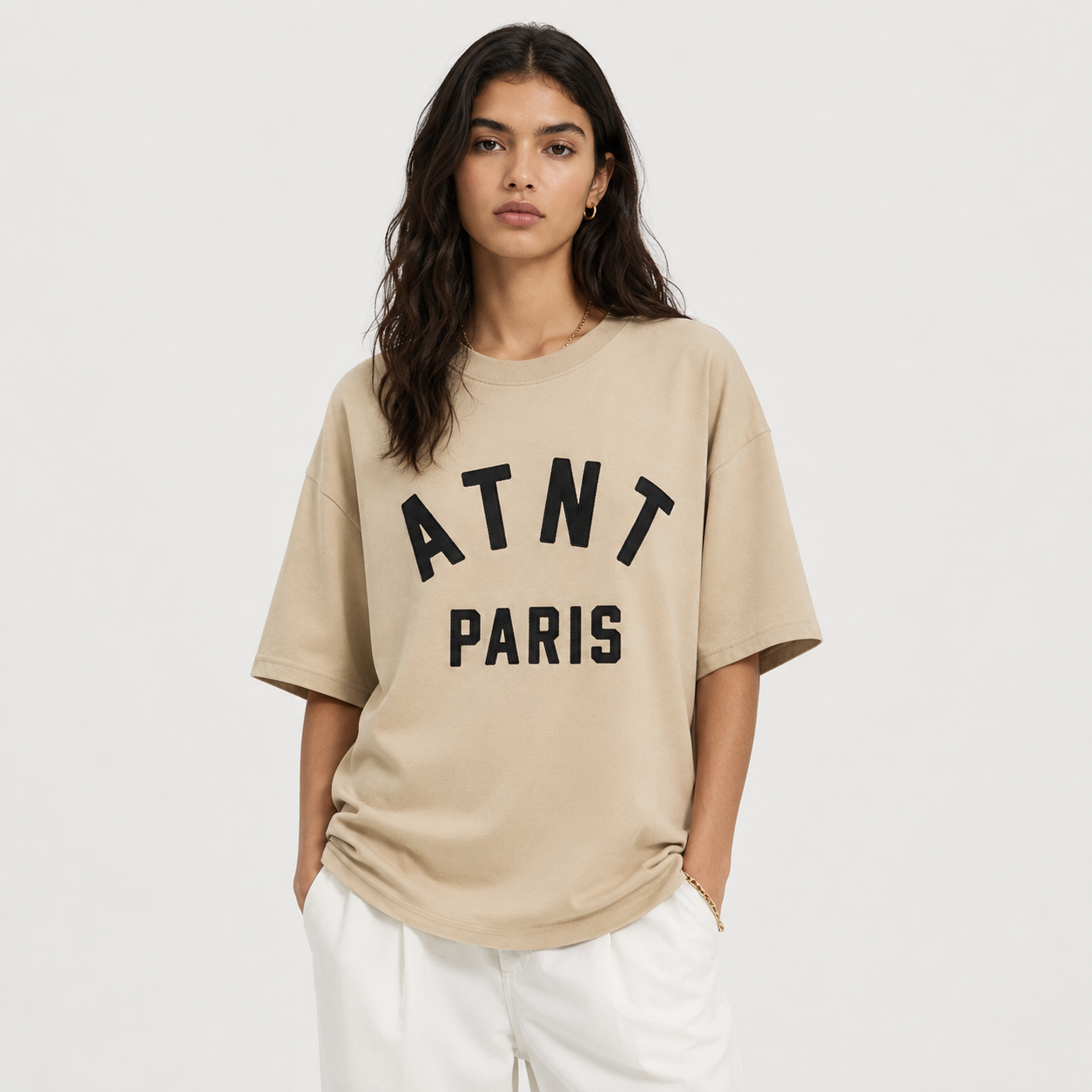 t shirt beige atnt paris arche femme