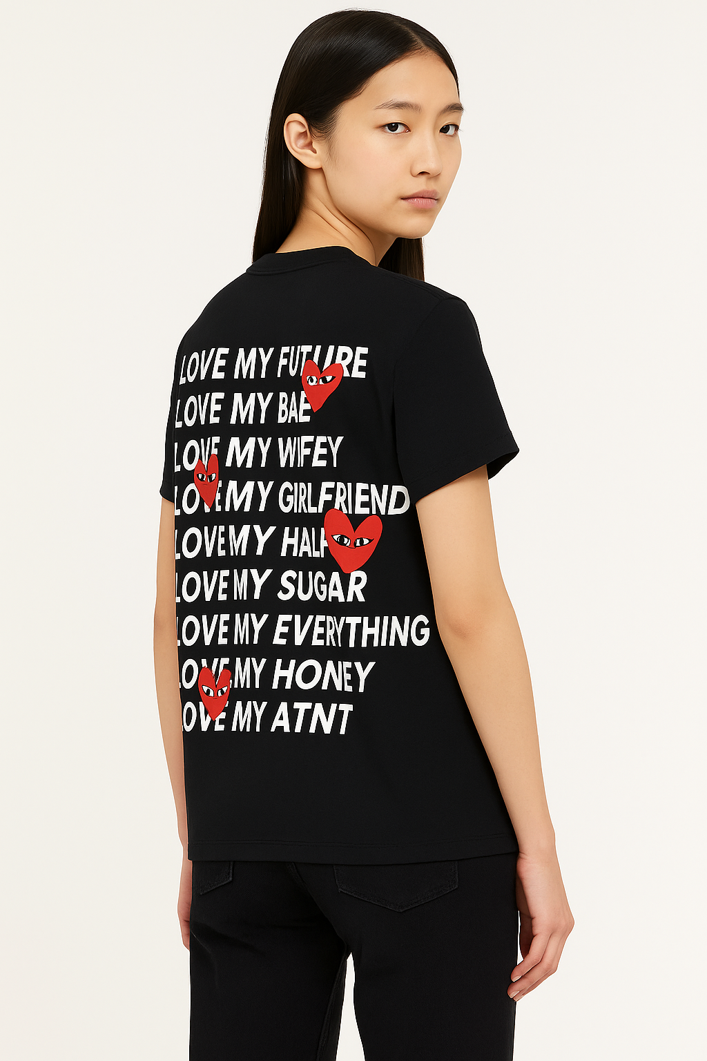 tee shirt love heart noir atnt paris