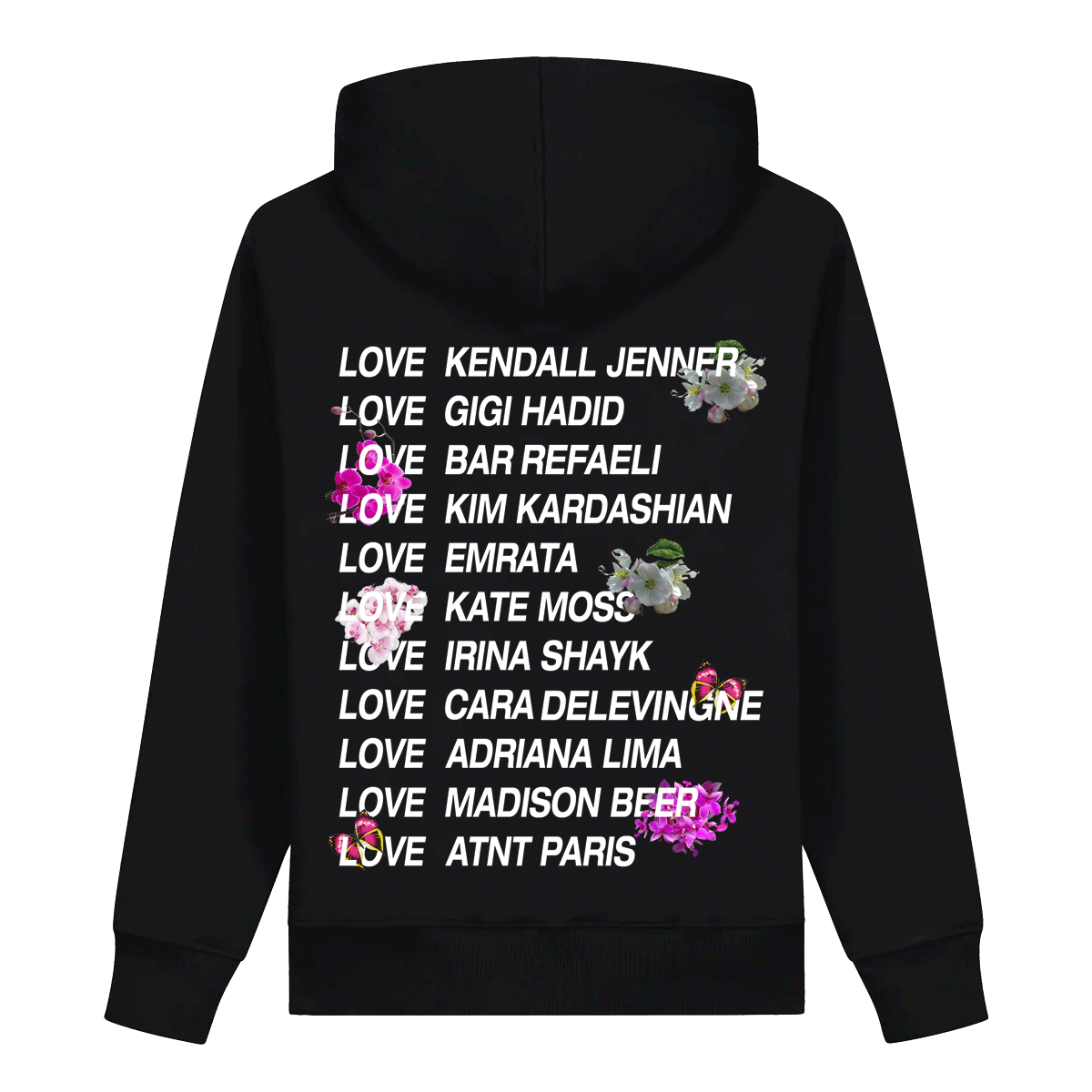 Sweat capuche Noir Love Flower
