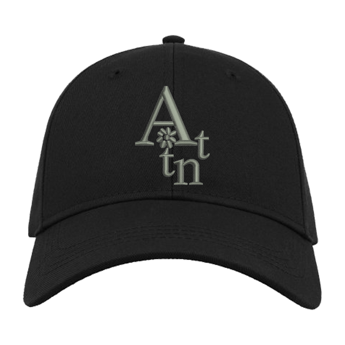 Casquette baseball noir luxury ATNT PARIS, vue de face.