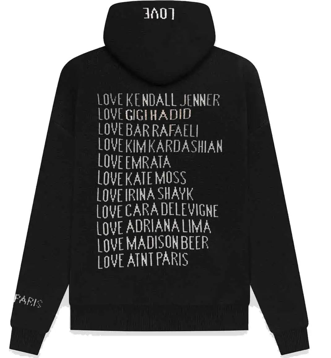 Pull noir love aspect cachemire ATNT PARIS, vue de dos.