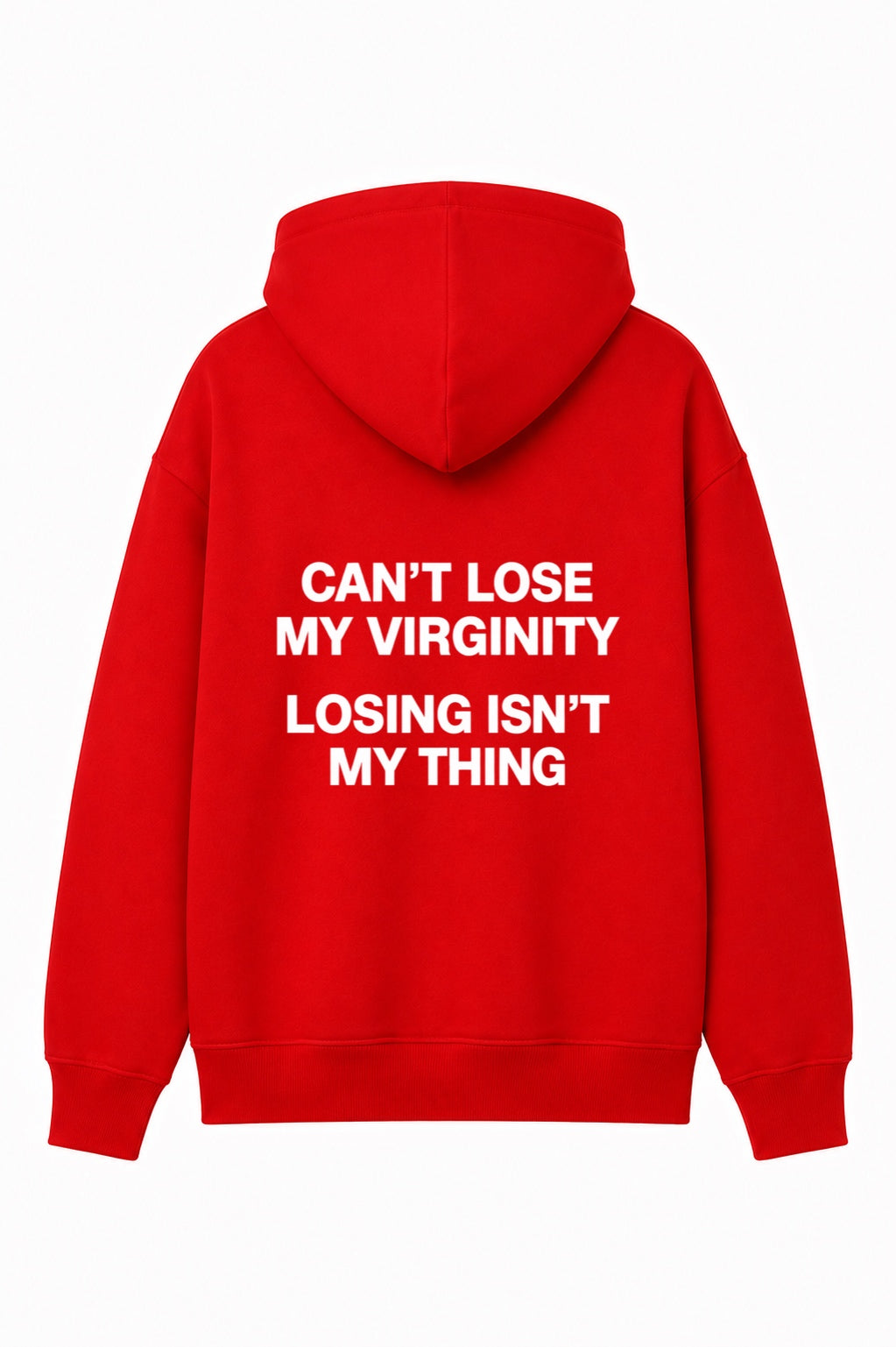 Sweat à Capuche Rouge « Can't Lose My Virginity » – ATNT Paris