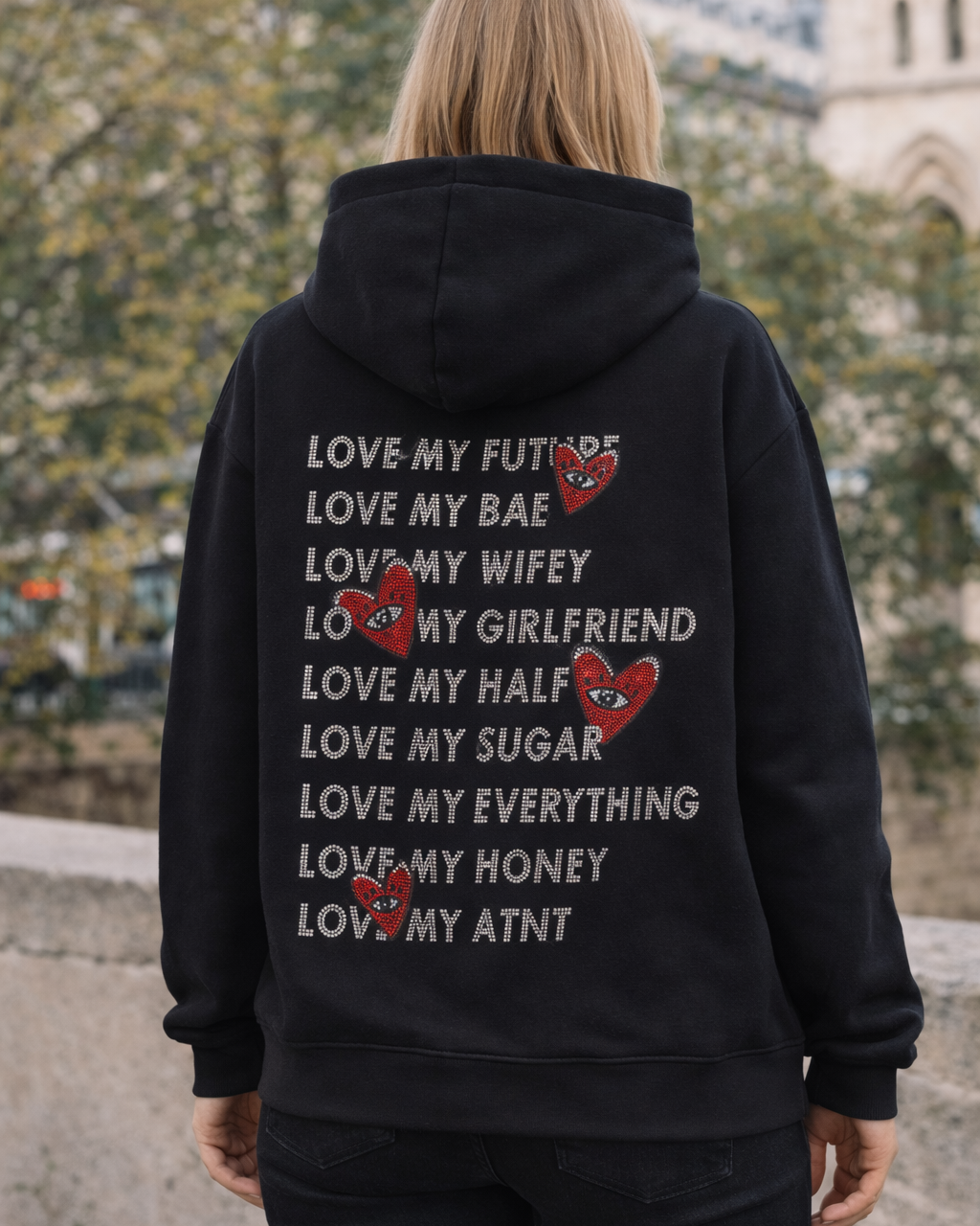 Sweat-shirt À Capuche Pour Femmes Avec Impression De Cœur