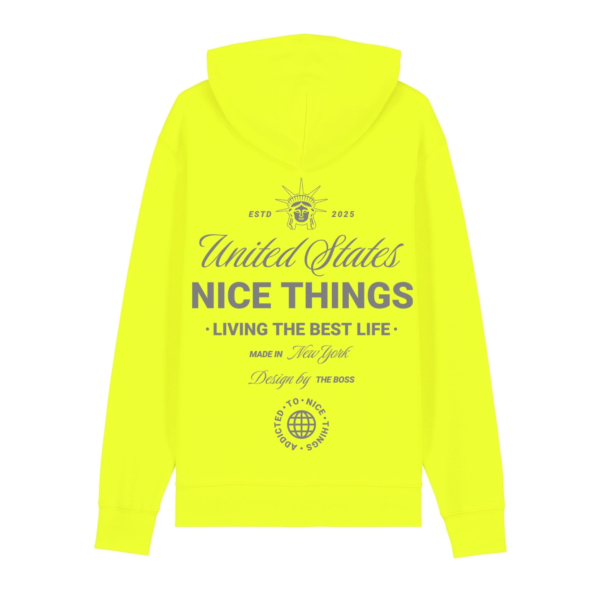 Sweat Capuche Jaune Fluo   –  NYC Héritage