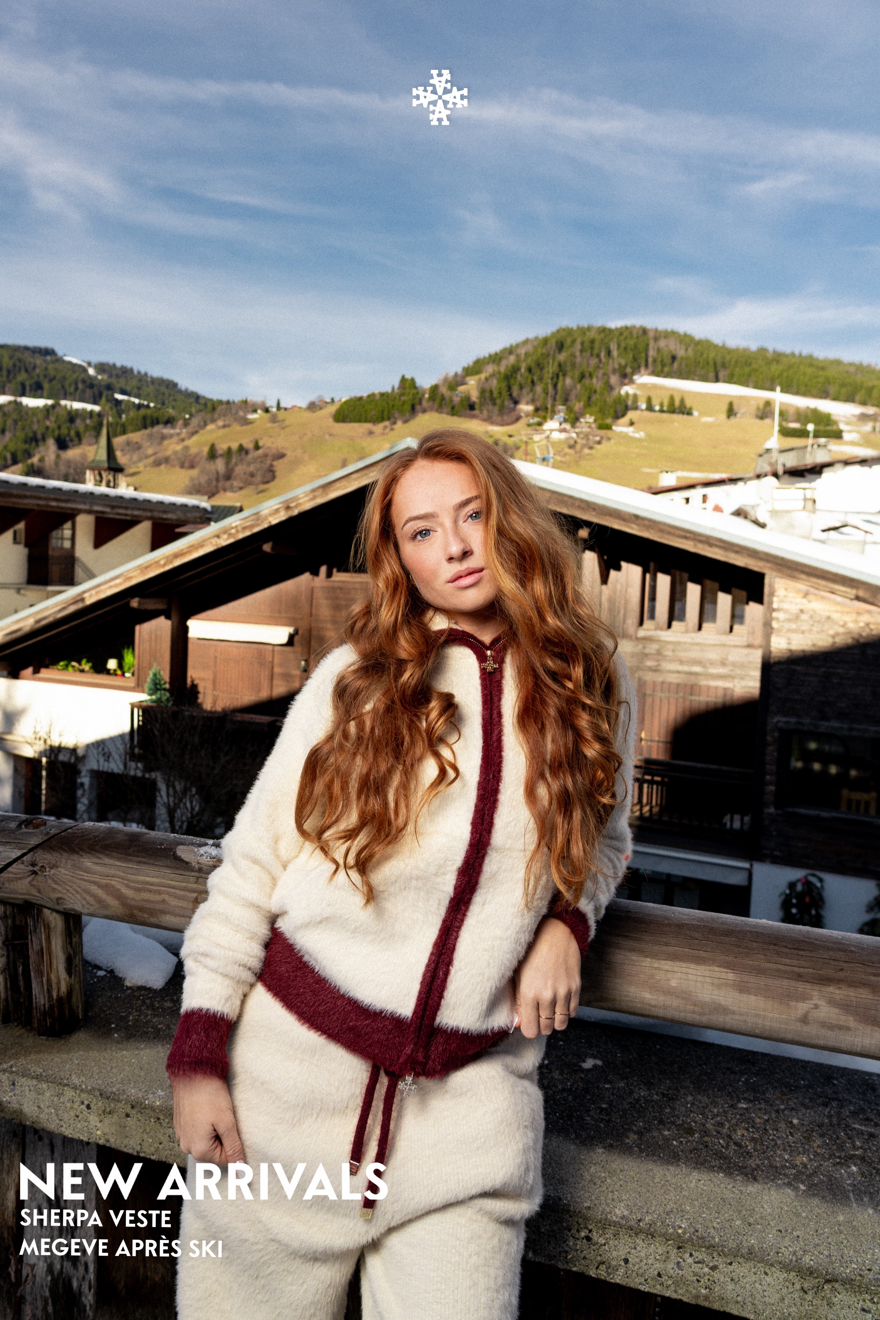 Jogging Signature Sherpa Zippée – Crème & Bordeaux