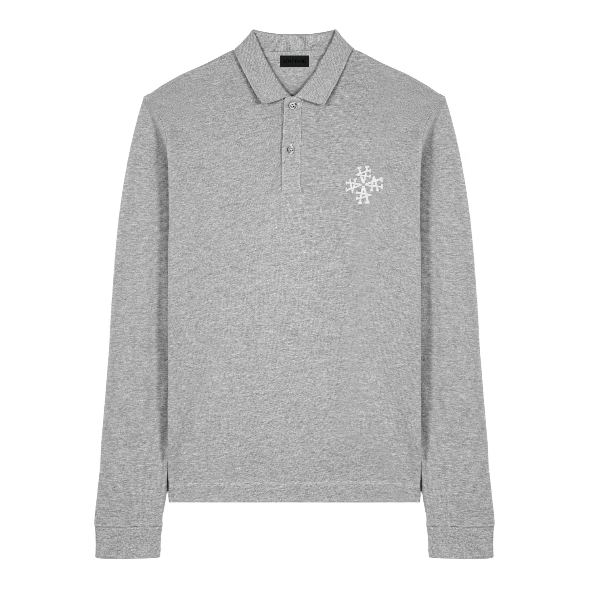 Polo Signature Gris Manches Longues