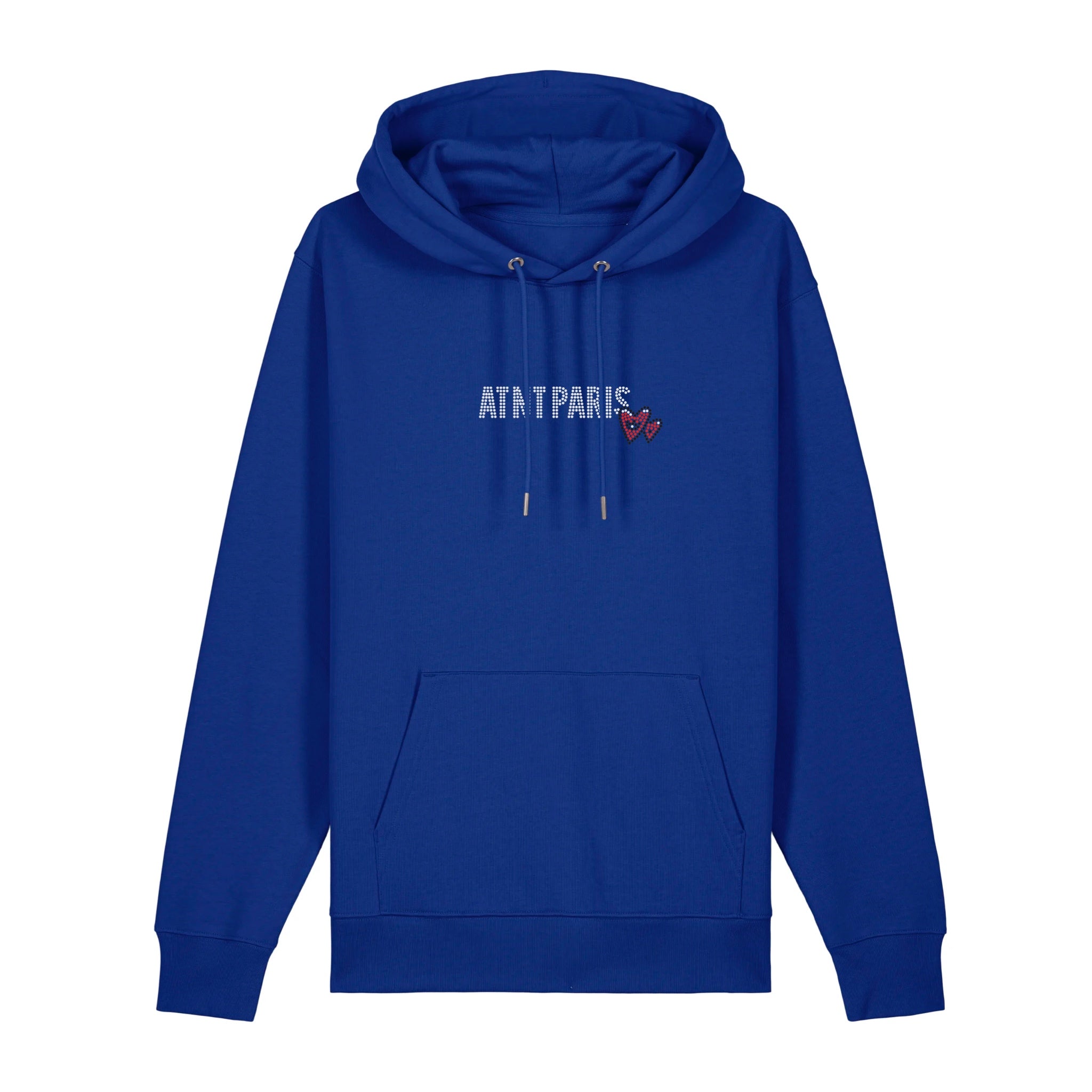 Sweat Capuche Bleu Roi Love heart Strass