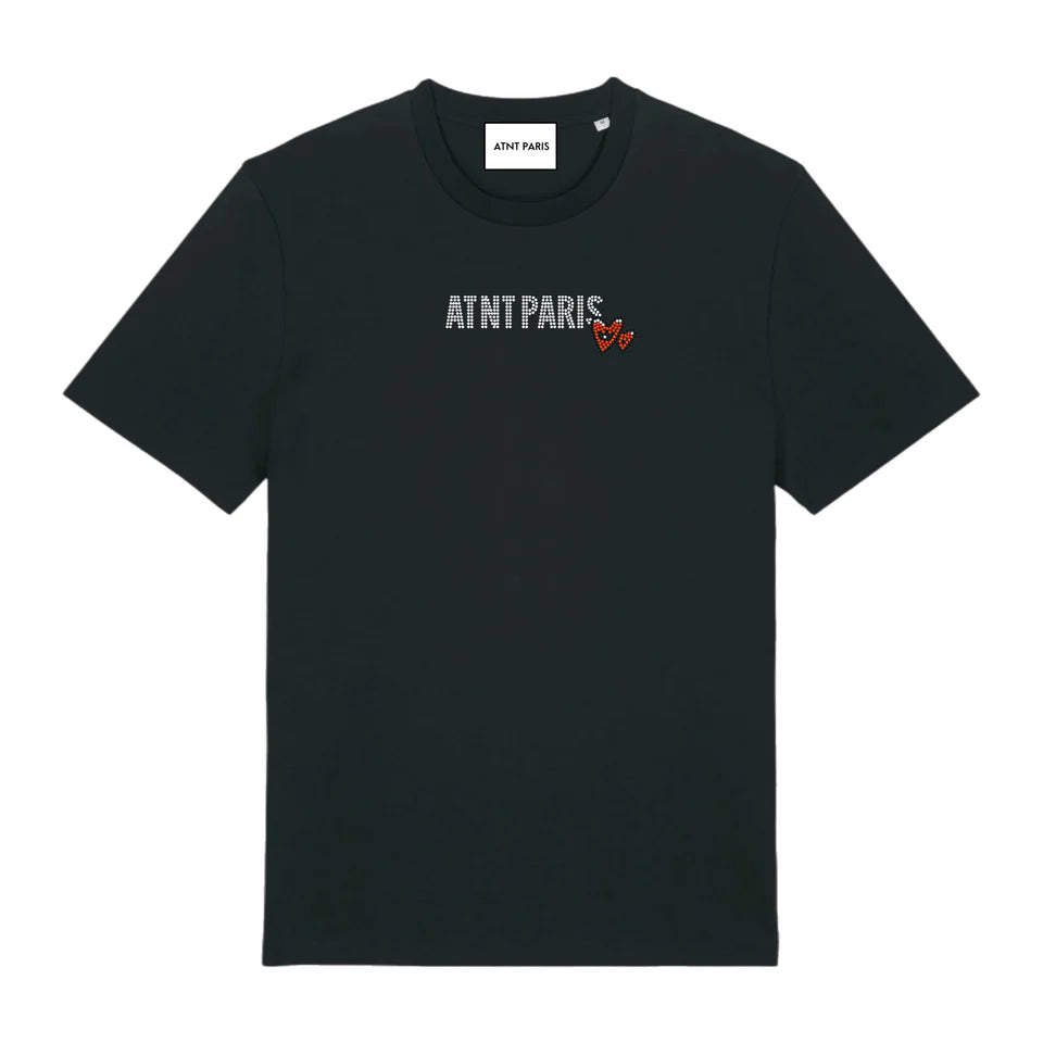 TEE SHIRT UNISEXE LOVE HEART STRASS