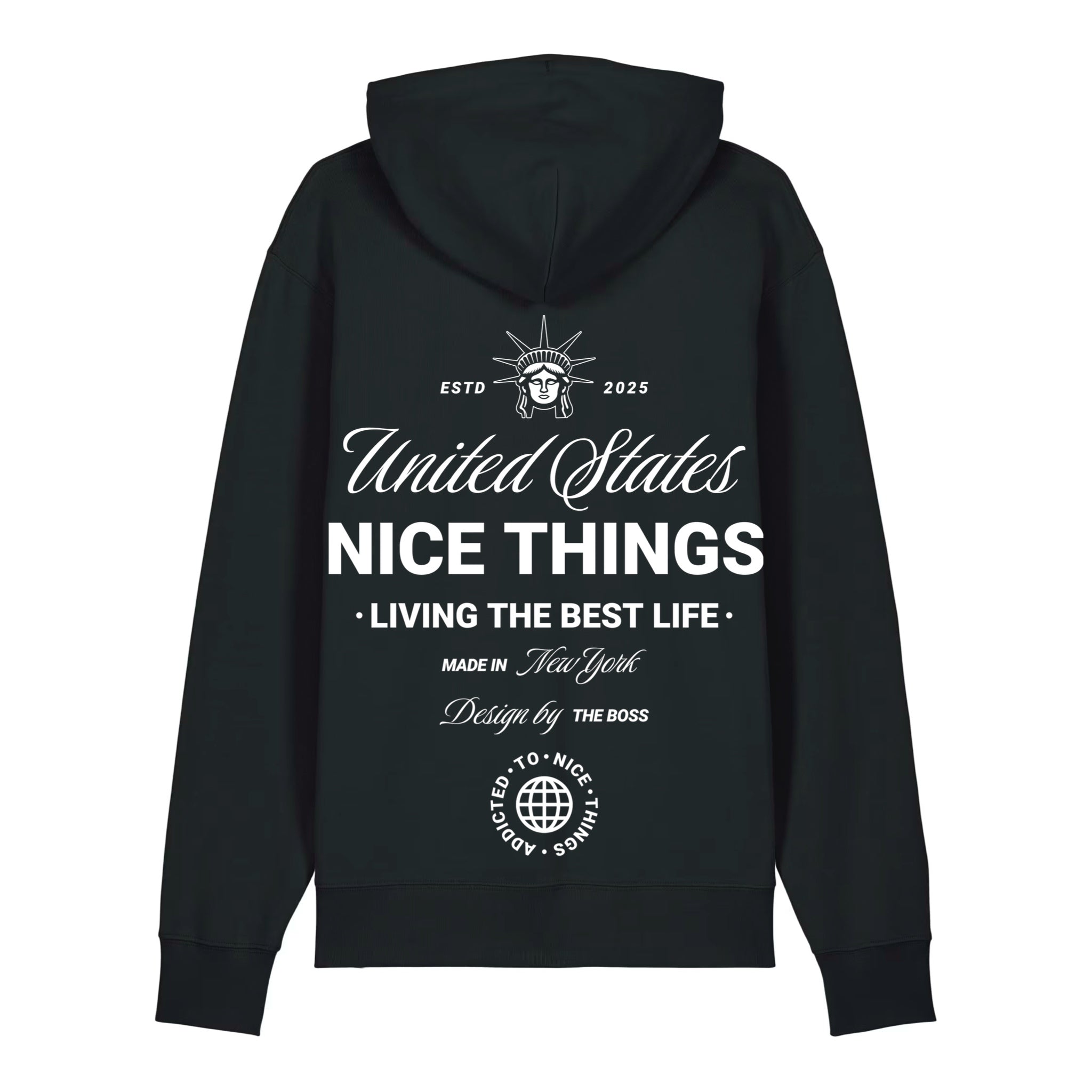 Sweat Capuche Noir  –  NYC Héritage