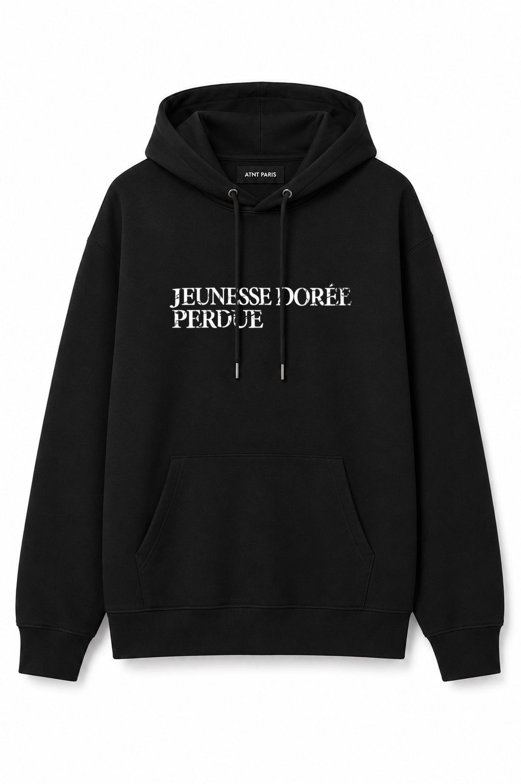 Sweat à Capuche Noir « Jeunesse Dorée Perdue » – ATNT Paris
