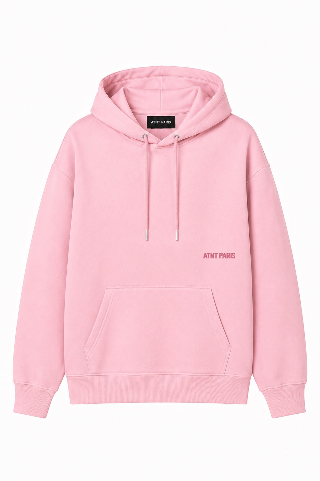 Sweat à capuche Already Famous rose ATNT Paris logo poitrine ton sur ton