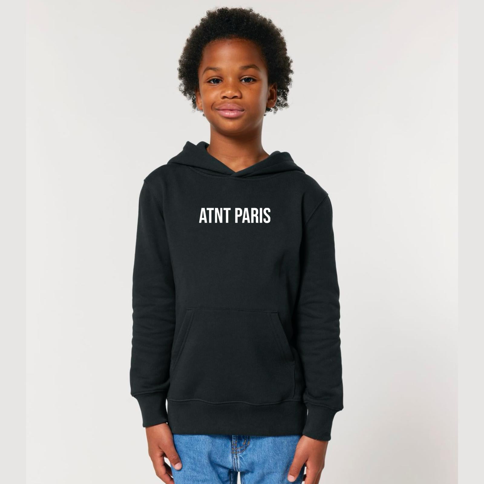 Sweat Capuche Noir Enfant Atnt Logo
