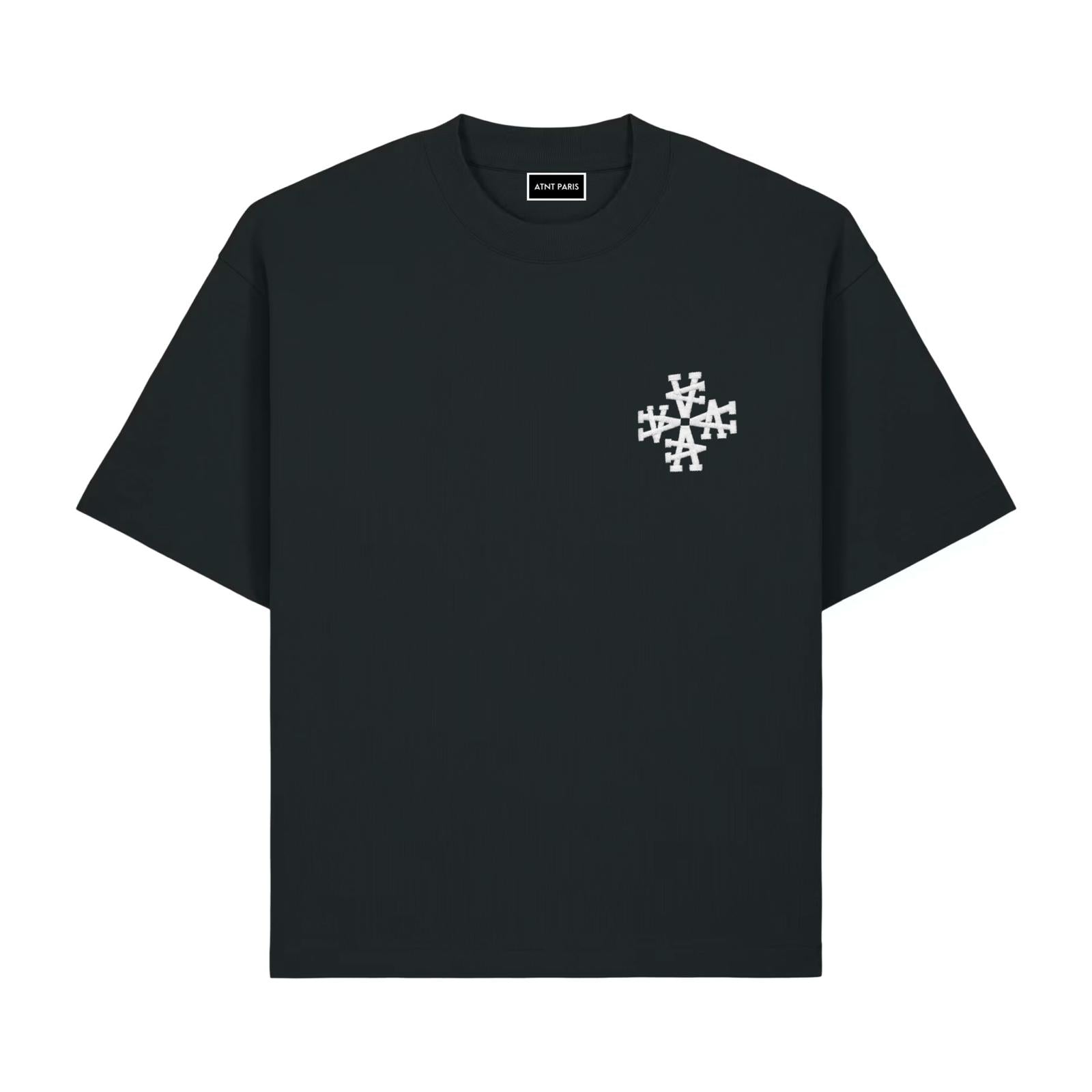 T-Shirt Noir Signature – Broderie blanche Iconique