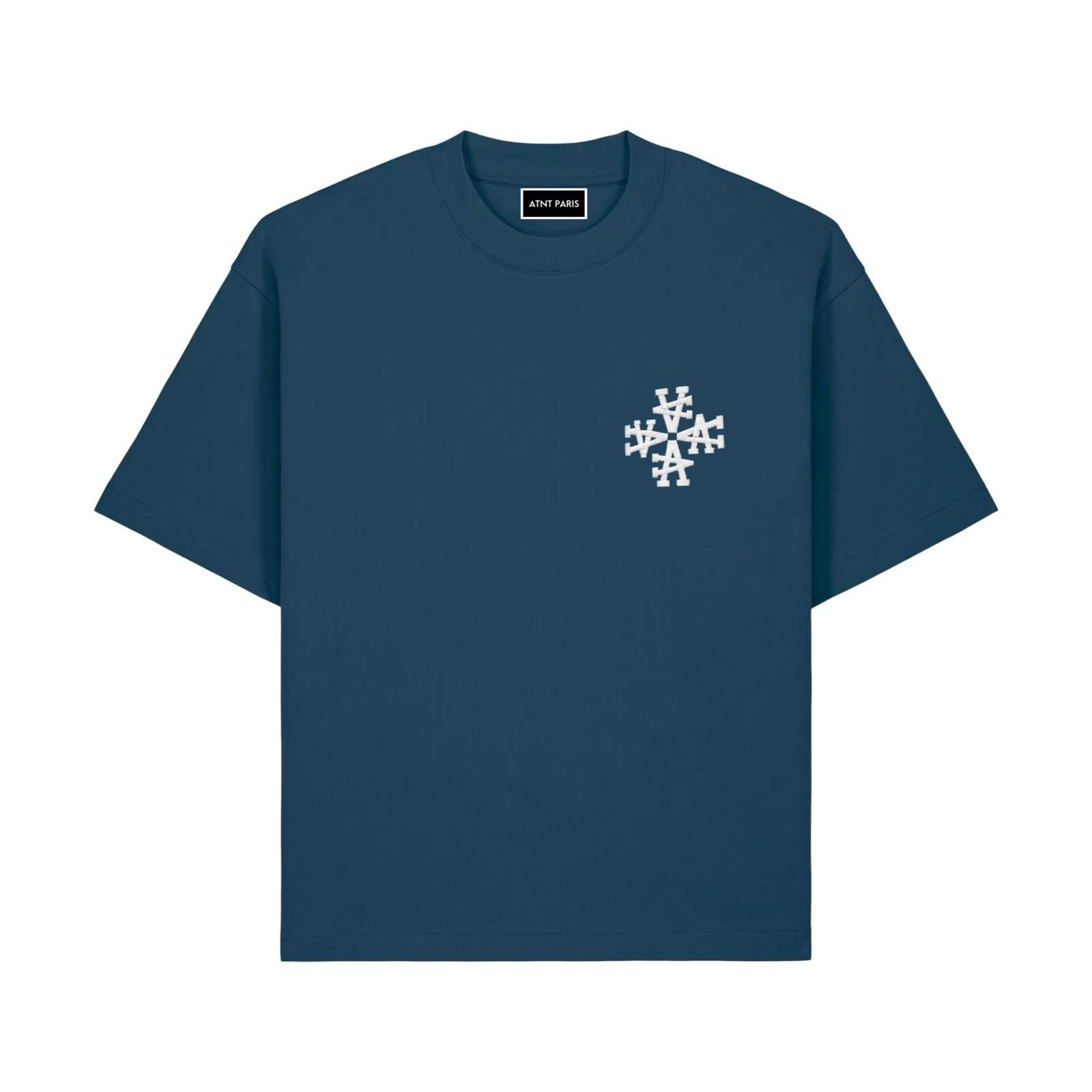 T-Shirt bleu pétrole Signature – Broderie blanche Iconique