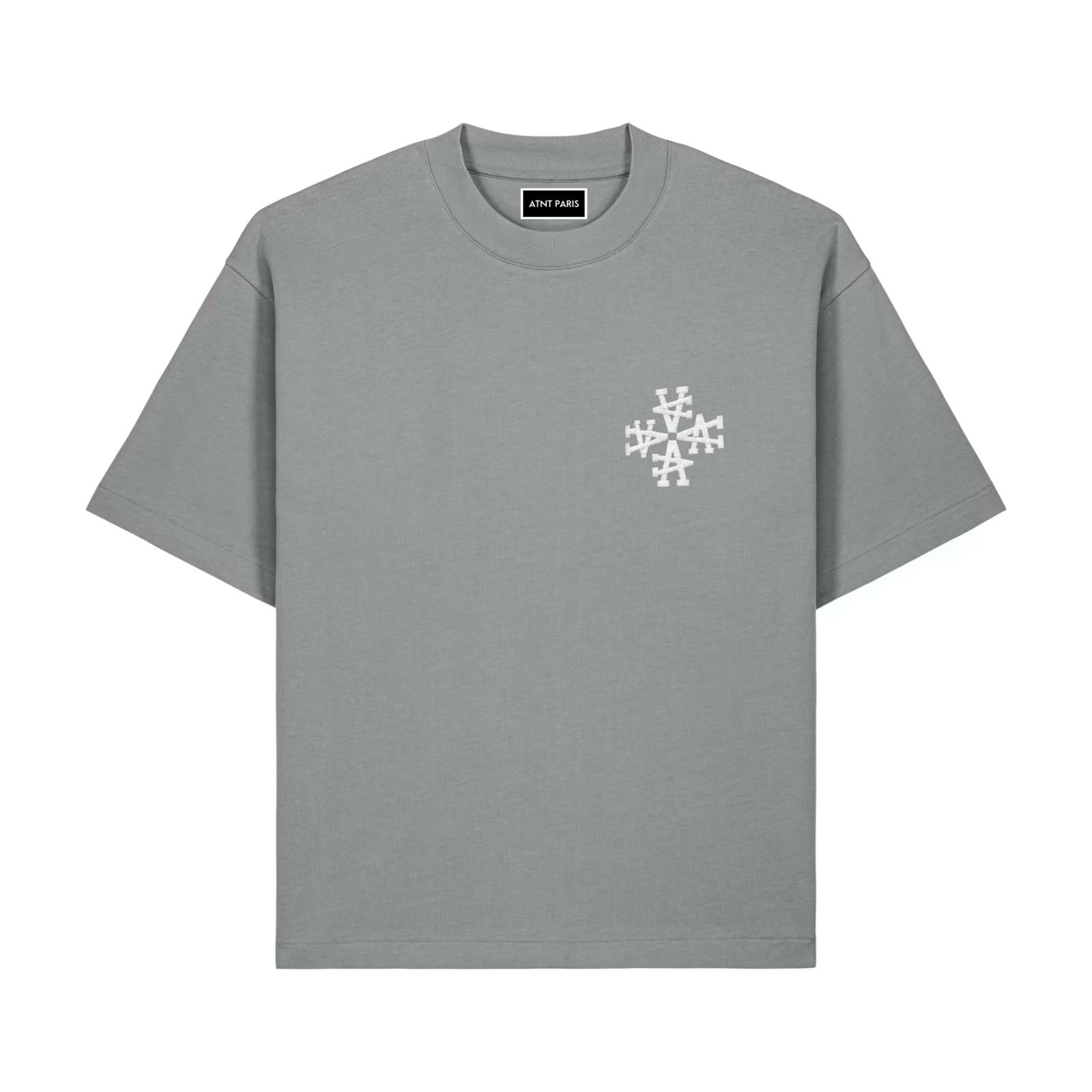 T-Shirt steel grey  Signature – Broderie blanche iconique