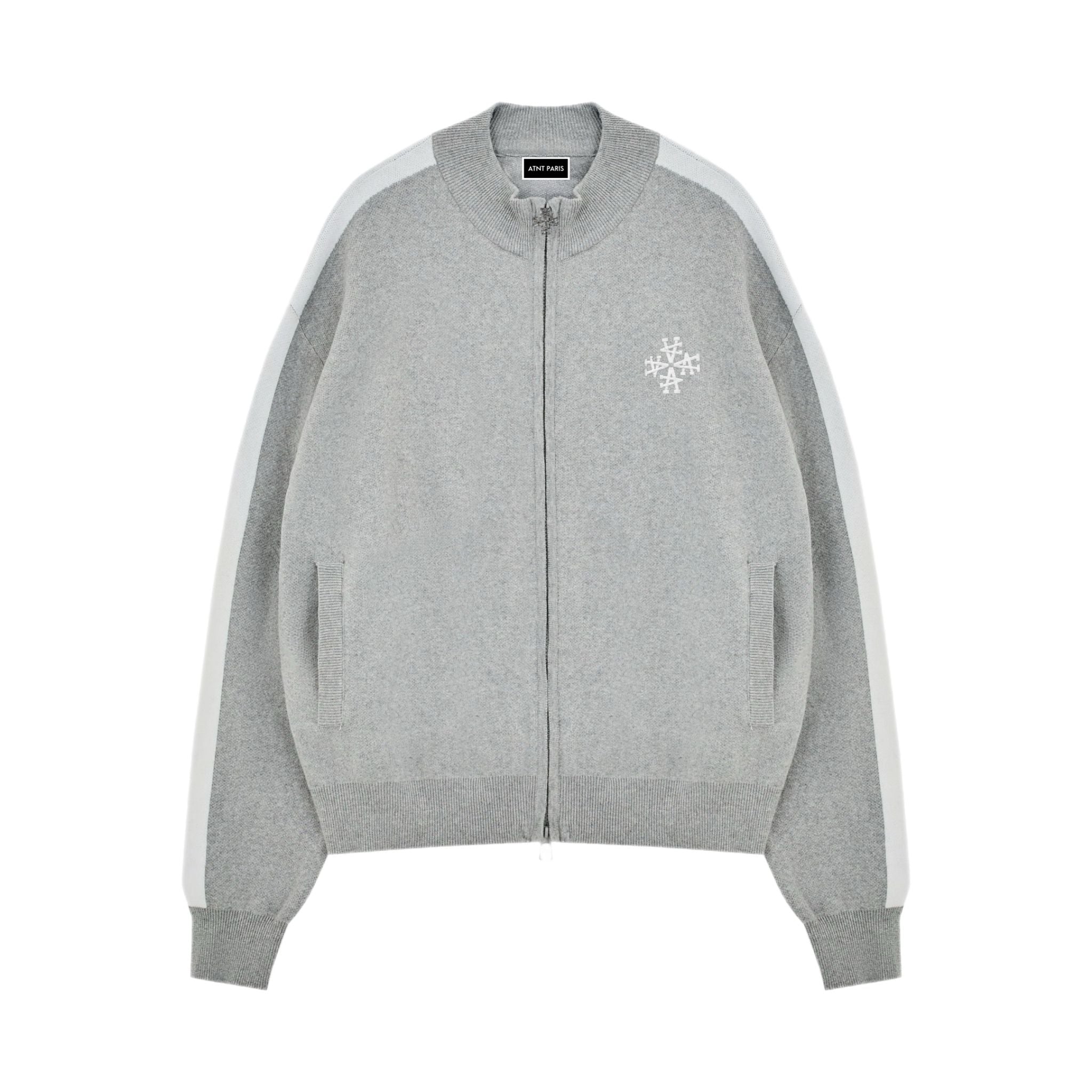 Veste Knitted Gris Signature rayures latérales