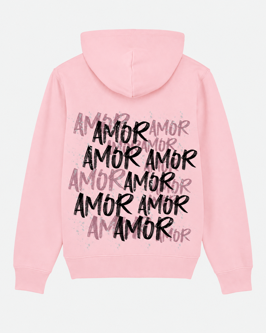 Sweat Capuche Rose Clair Amor