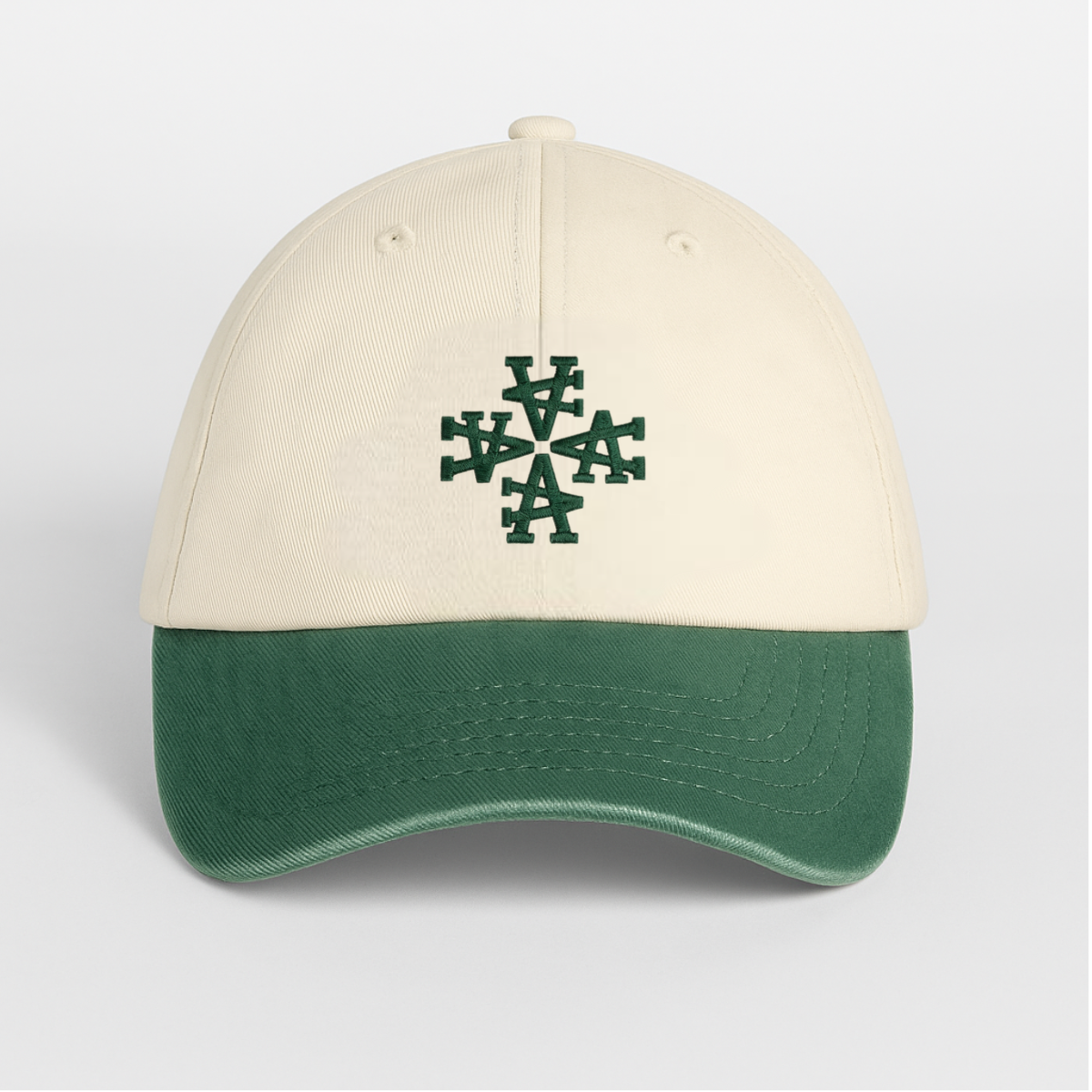 Casquette vintage logo a -blanc/vert ATNT PARIS, vue de face.
