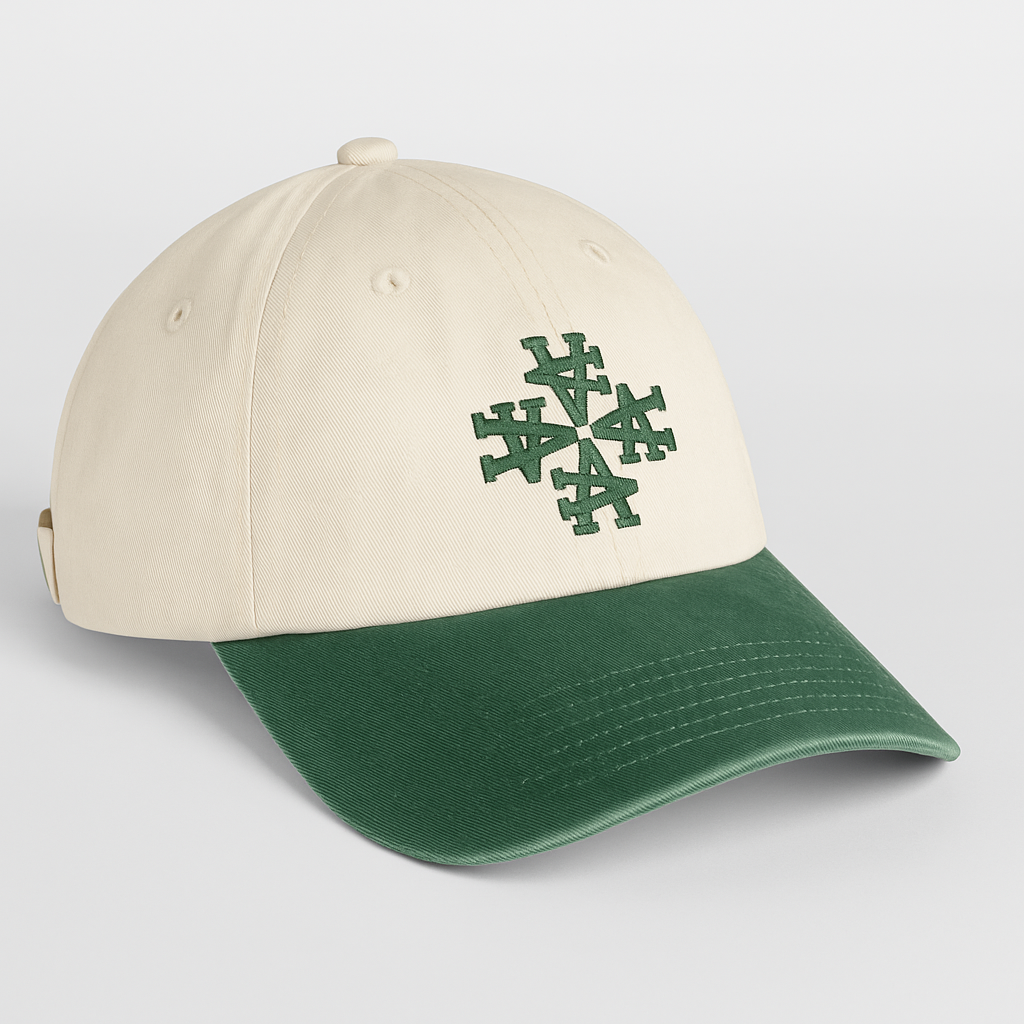 Casquette vintage logo a -blanc/vert ATNT PARIS, vue de trois quarts.